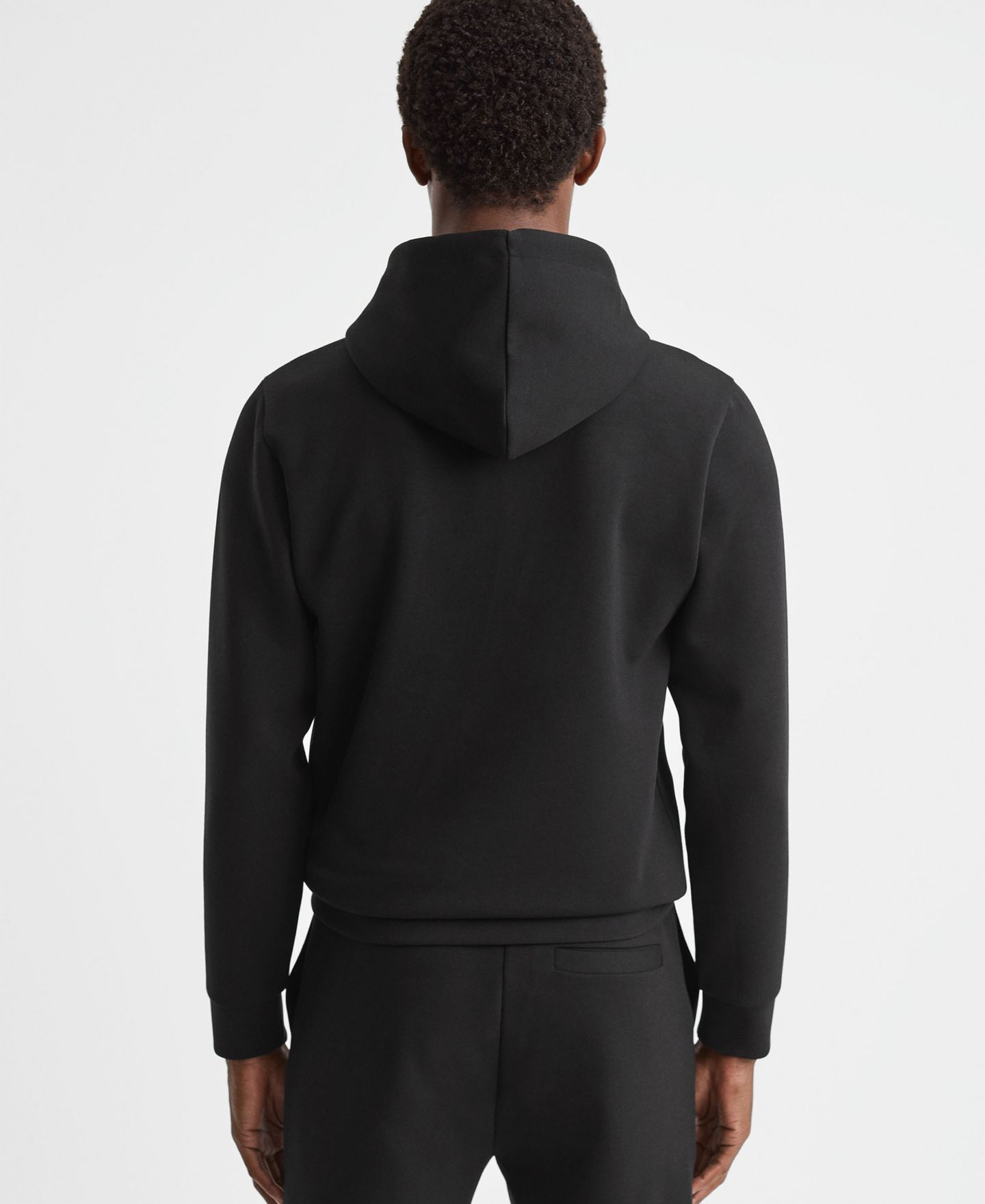 Мужское худи REISS Fabien Interlock Jersey Drawstring, цвет: Чёрный — фото 4