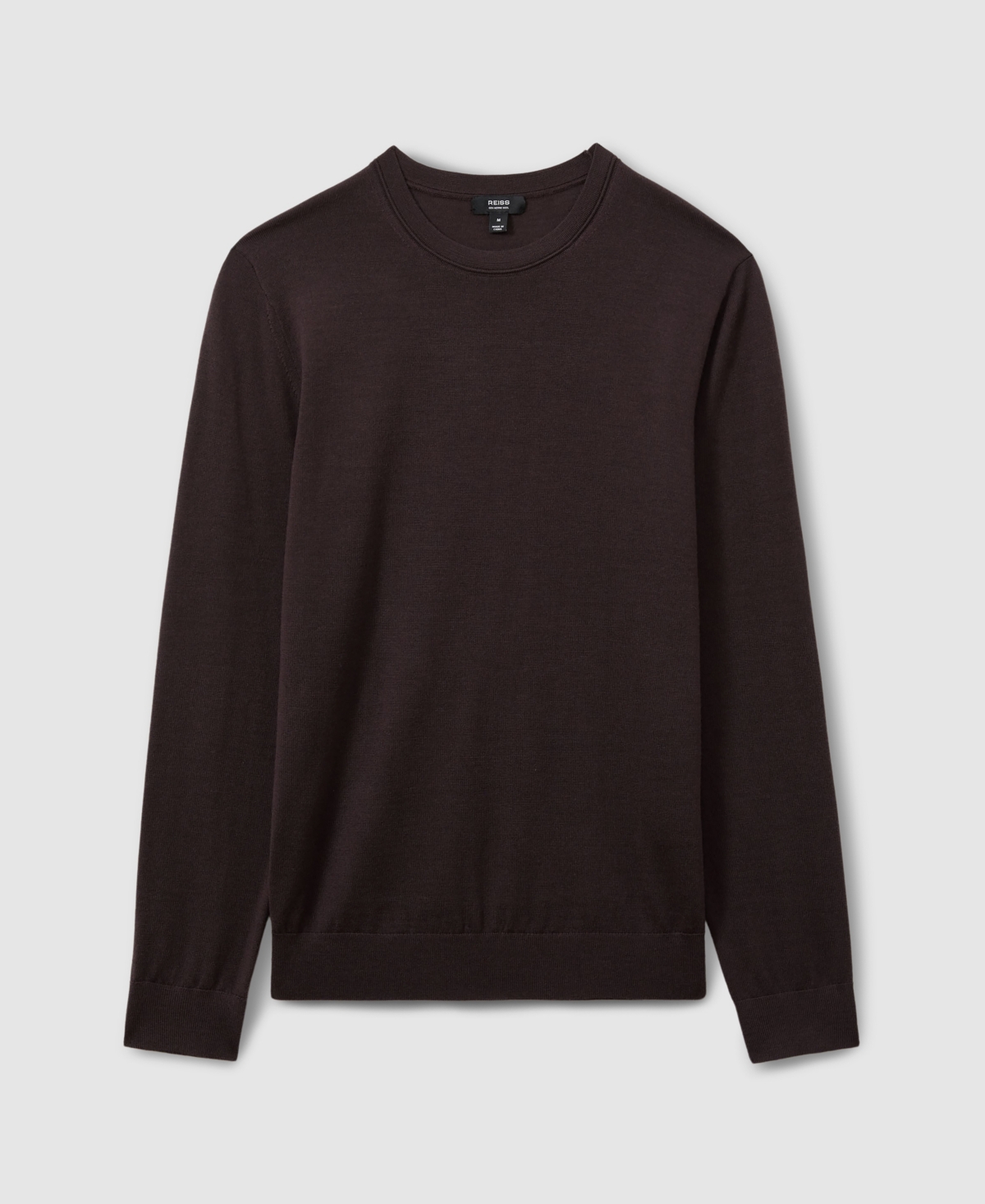 Reiss Men's Merino Wool Crew Neck Sweater In Burgundy