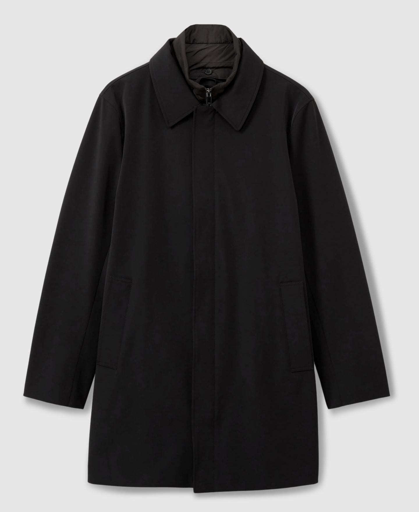 Мужское пальто REISS Logan Hybrid Removable Funnel Neck Overcoat, цвет: Чёрный — фото 2