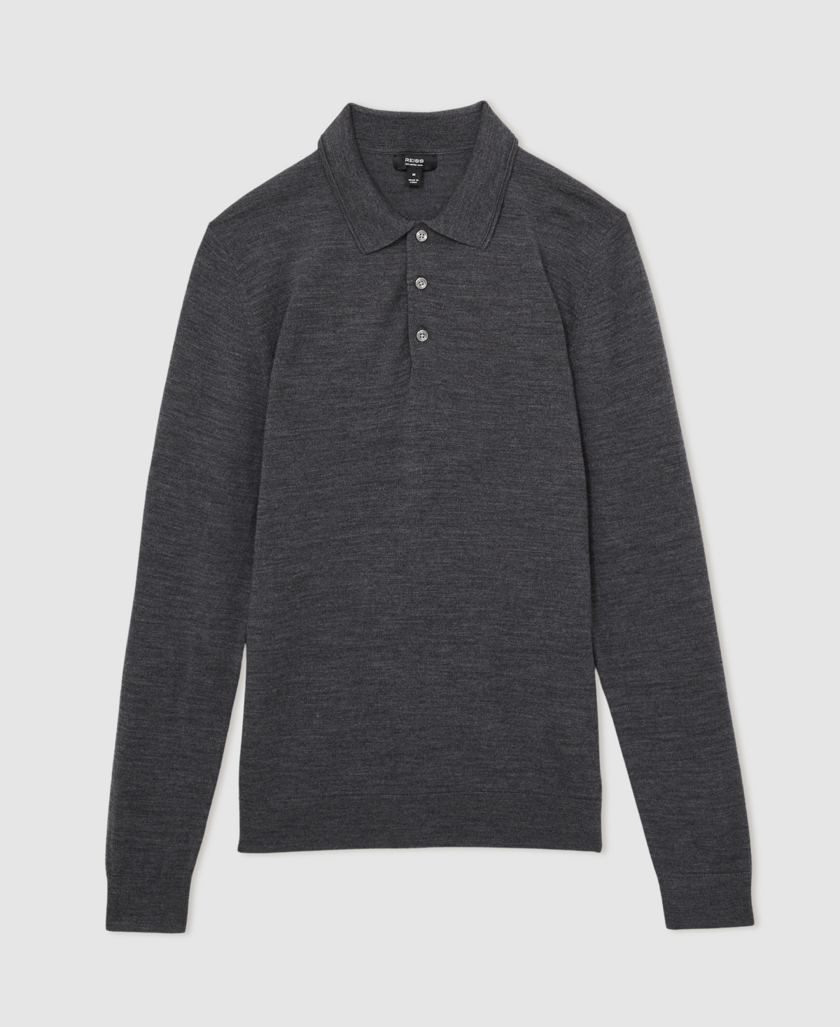 Reiss Men's Merino Wool Polo Shirt In Gray