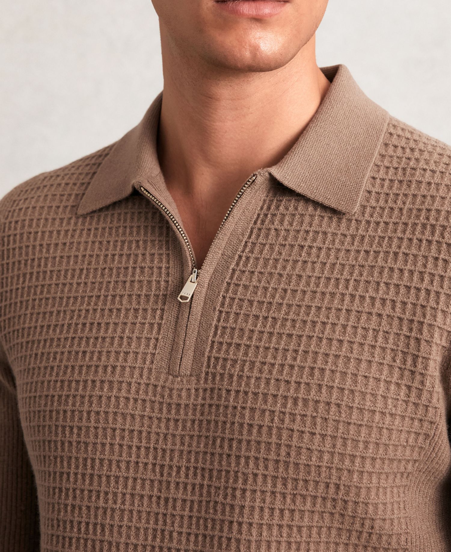 Men's Hamilton Wool Waffle-Knit Half-Zip Polo Sweater