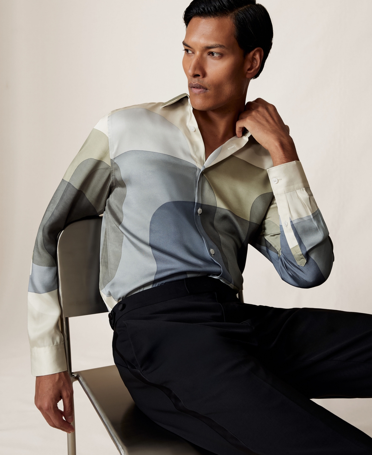 Reiss Men's Abstract-Print Long-Sleeve Shirt