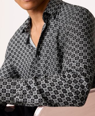 Men's Medallion-Print Long-Sleeve Shirt