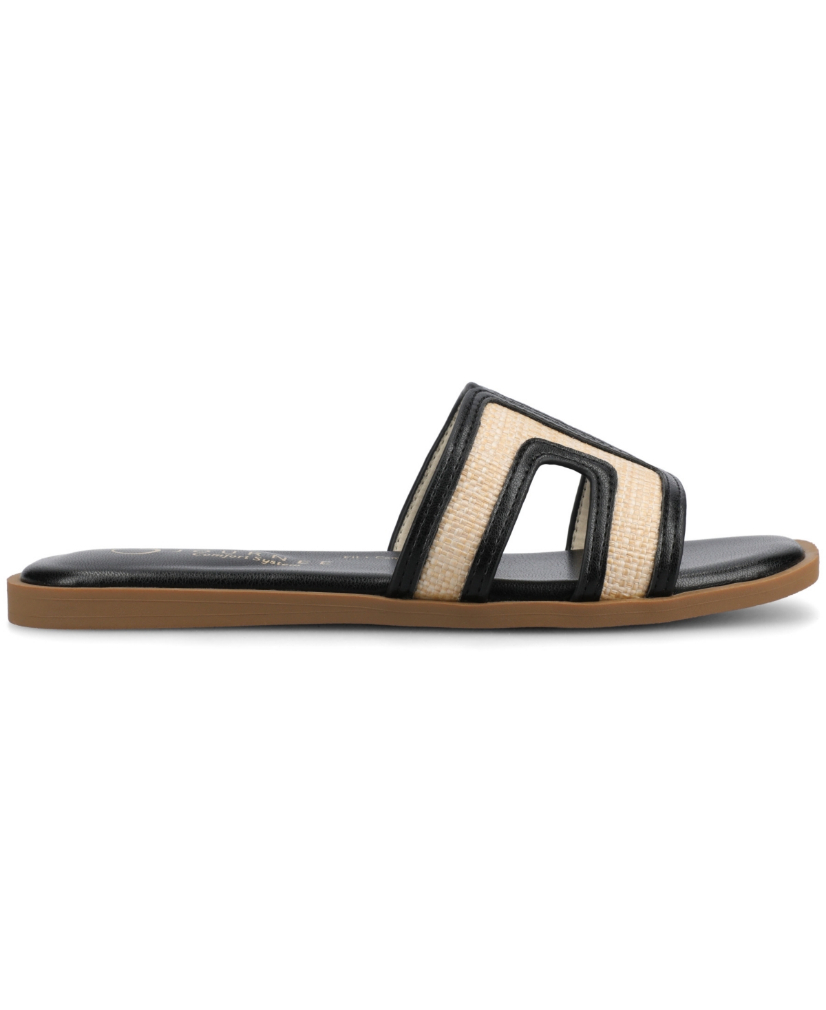 Journee Collection Womens Primah "H" Band Medium and Wide Width Slip On Flat Sandals