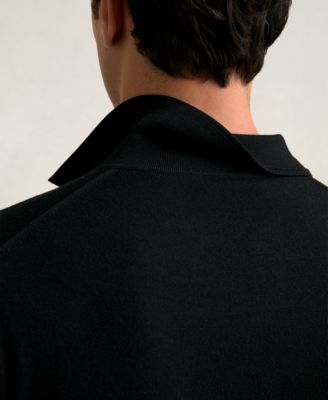 Men's Merino Wool Open Collar Polo Shirt