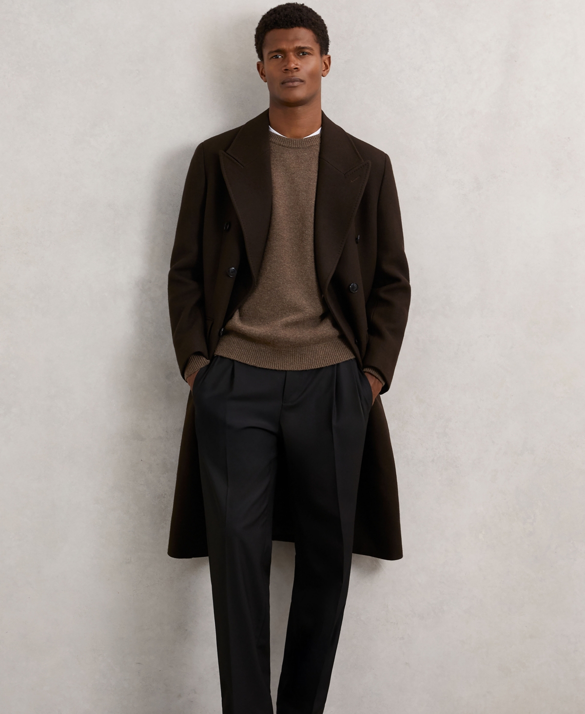 Reiss Foulton Wool & Cashmere Raglan Sweater In Brown