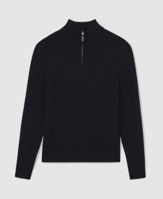 Men's Cable-Knit Half-Zip Wool Sweater