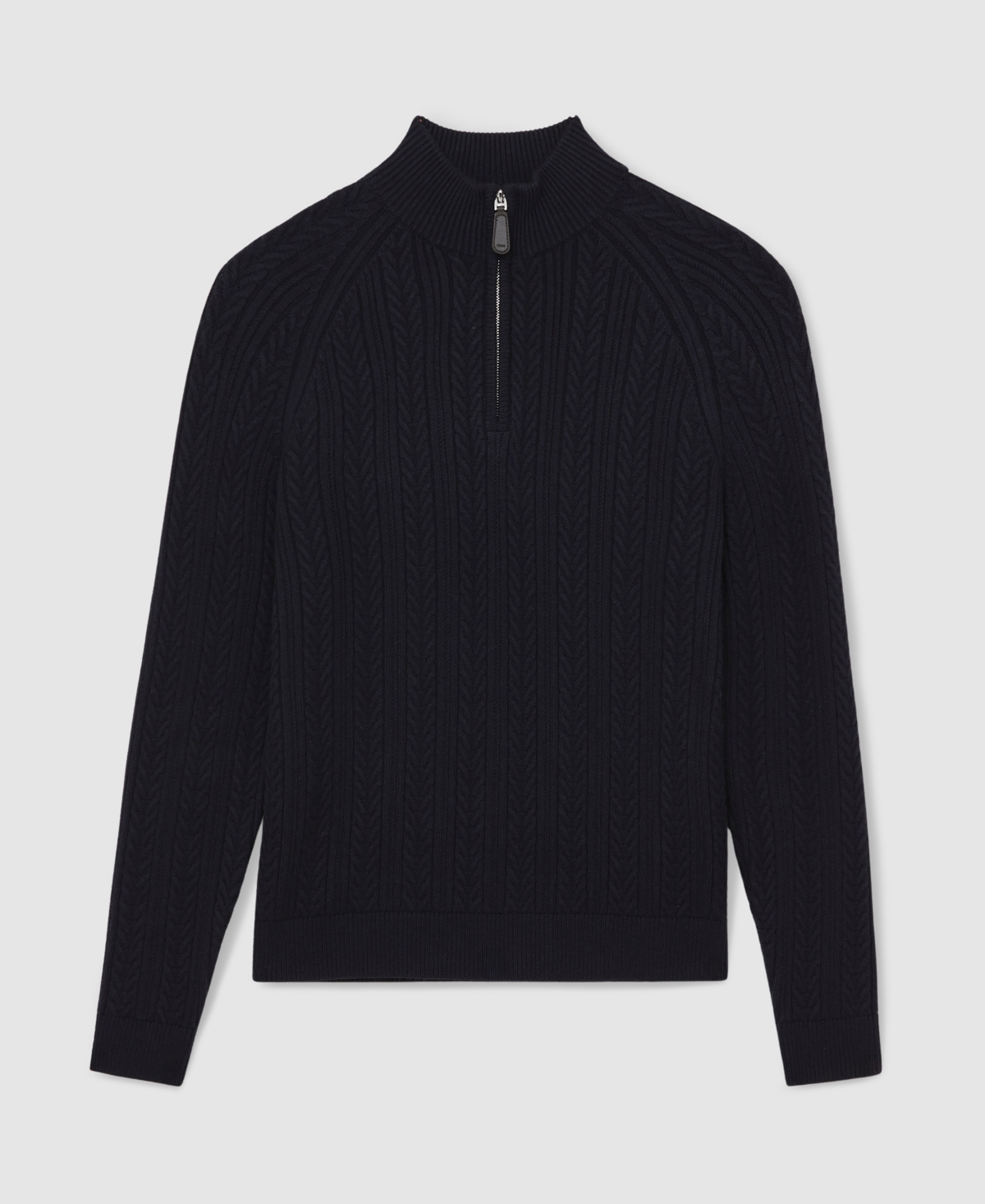 Reiss Men's Cable-Knit Half-Zip Wool with Sweater