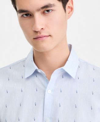Men's Long-Sleeve Cotton Faded Geo Shirt, Macy's Exclusive
