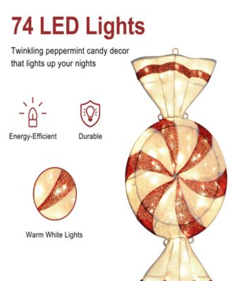 6' Pre-Lit Outdoor Peppermint Candy Pathway Stake Christmas D&eacute;cor