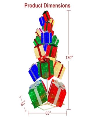 10.8' Pre-Lit Christmas Giftbox Tree Christmas Holiday D&eacute;cor