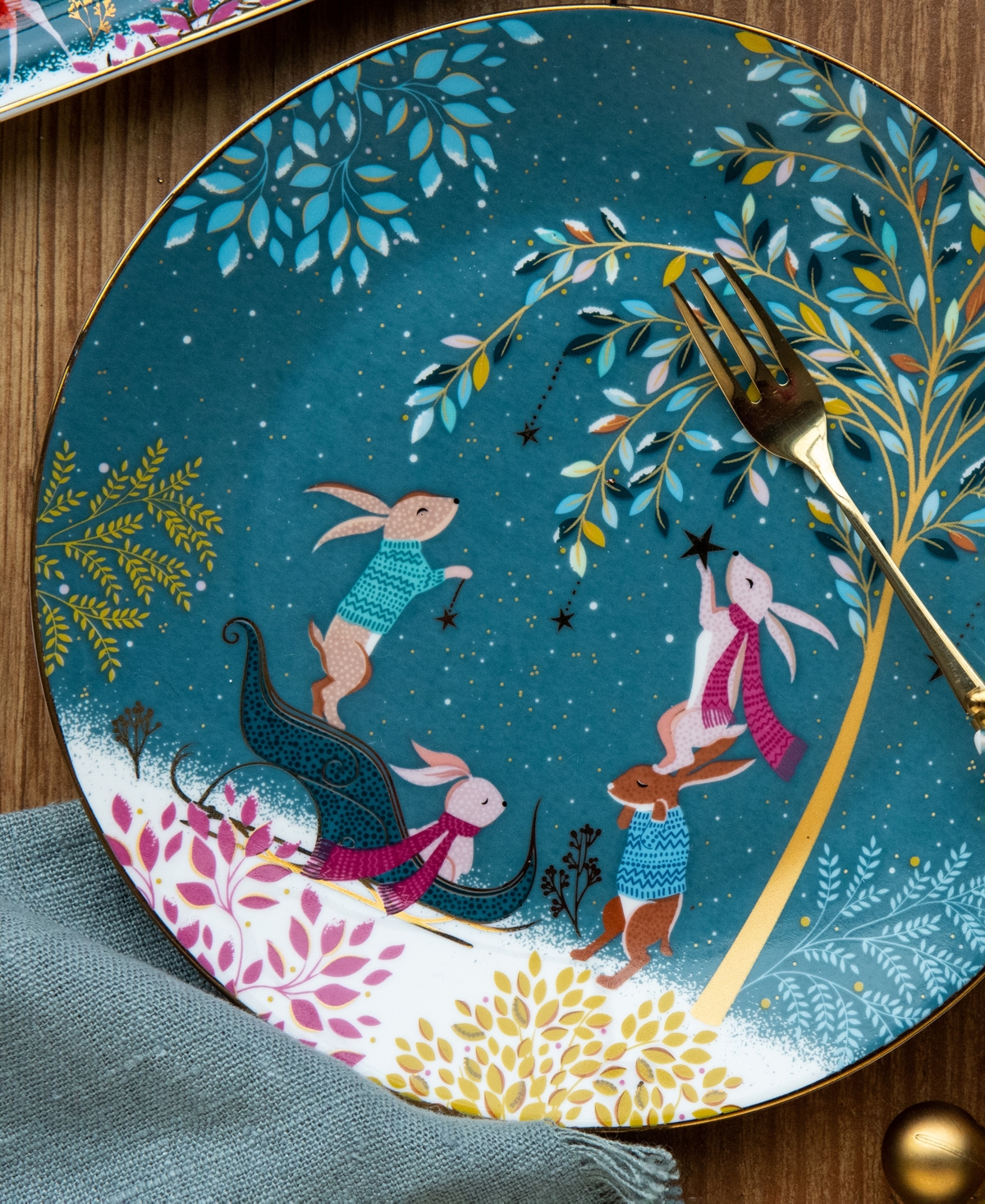 Portmeirion Sara Miller Woodland Tales Plates, Set Of 4, Service For 4 In Multi