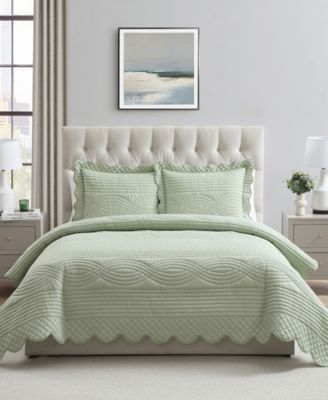 Scallop Microfiber 3-Pc. Quilt Set, Full/Queen
