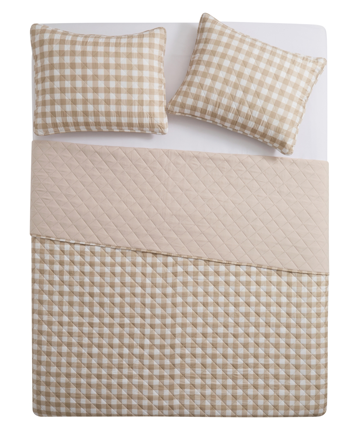 Vcny Home Gingham Microfiber 3-Pc. Quilt Set