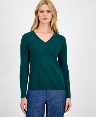 Nautica Women's V-neck Cable Knit Sweater, Online Only