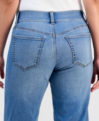 Petite Pull-On Shaping High-Rise Wide-Leg Jeans, Macy's Exclusive 