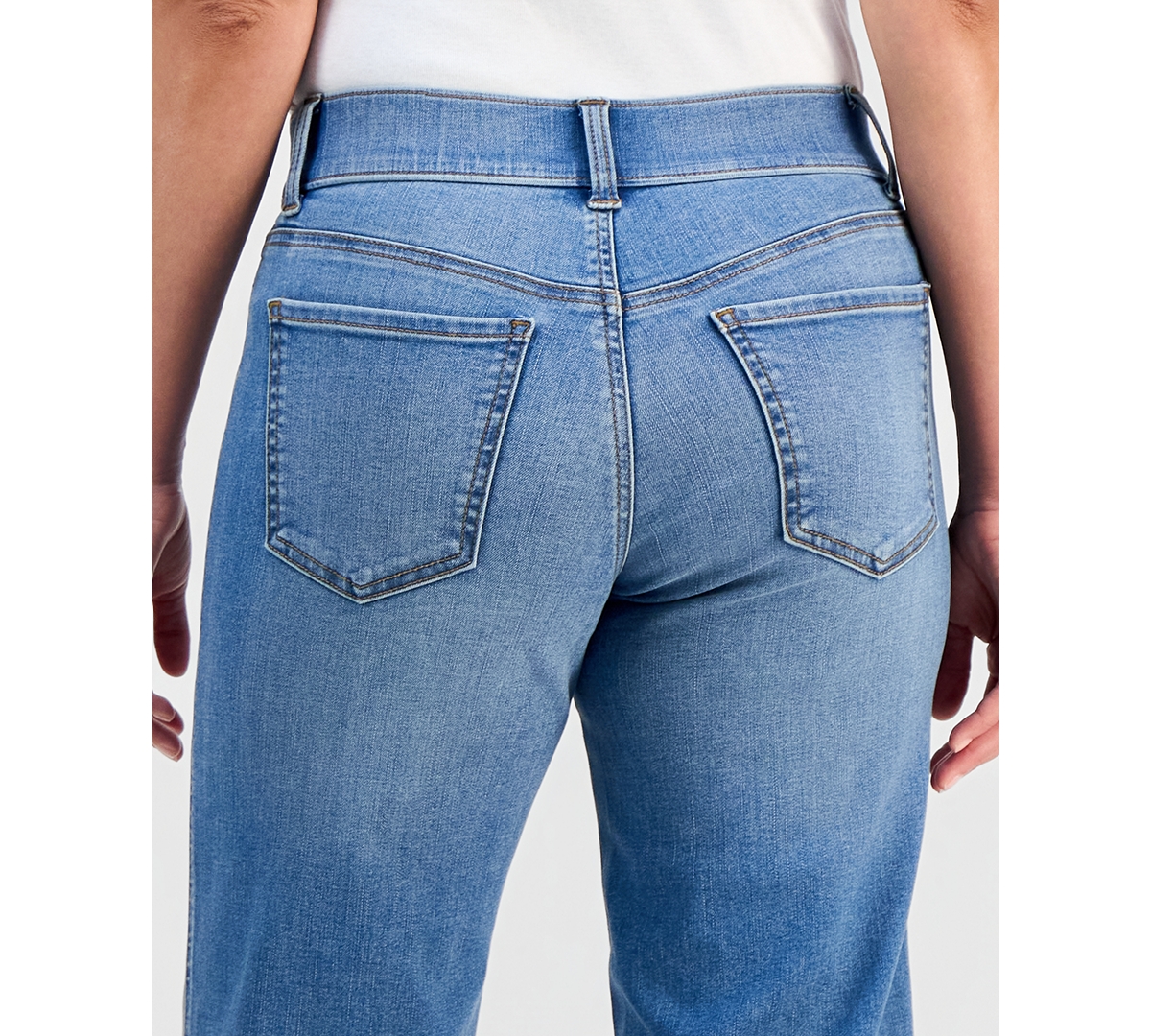 Style & Co Petite Pull-on Shaping High-rise Wide-leg Jeans, Macy's Exclusive In Blue