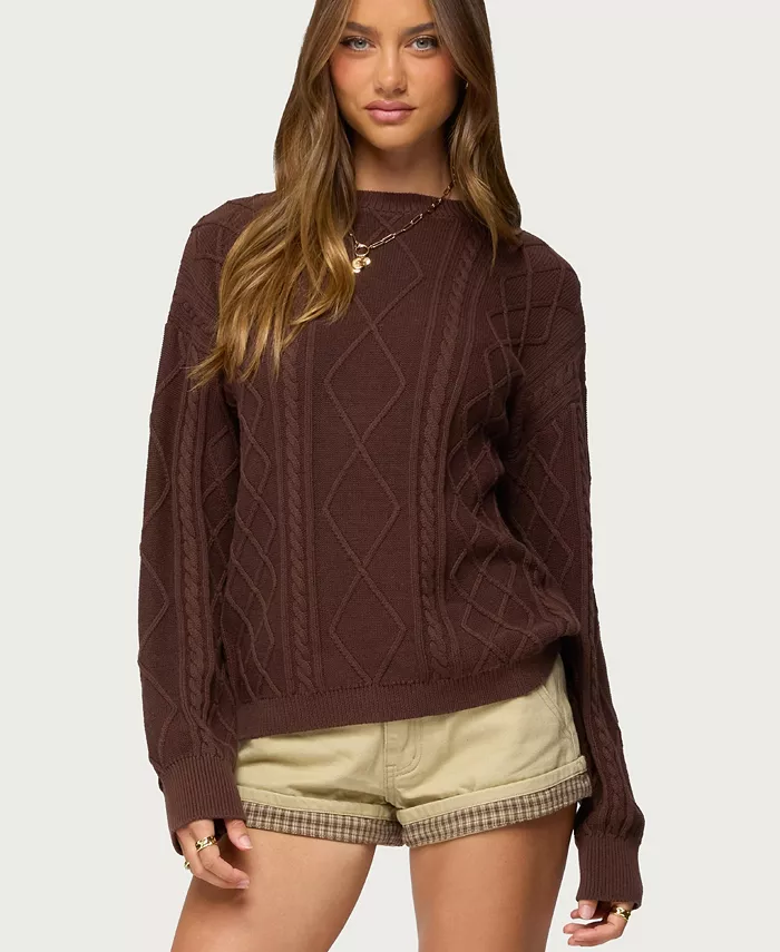 Women's Jessy Cable Knit Oversized Sweater - thumbnail 10