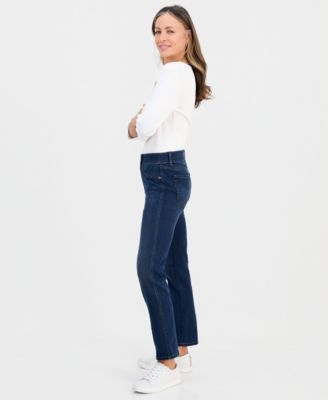 Petite High-Rise Pull-On Straight-Leg Jeans, Macy's Exclusive 