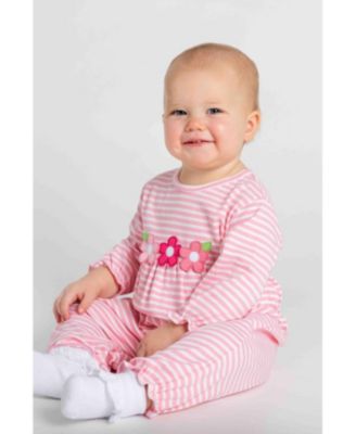 Baby Girls Stripe Knit Longall With Flowers