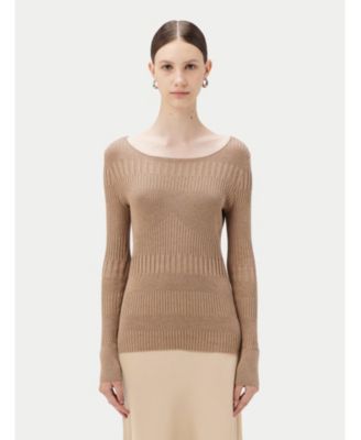 Juniors' Ribbed Cotton Silk Cashmere Blend Sweater