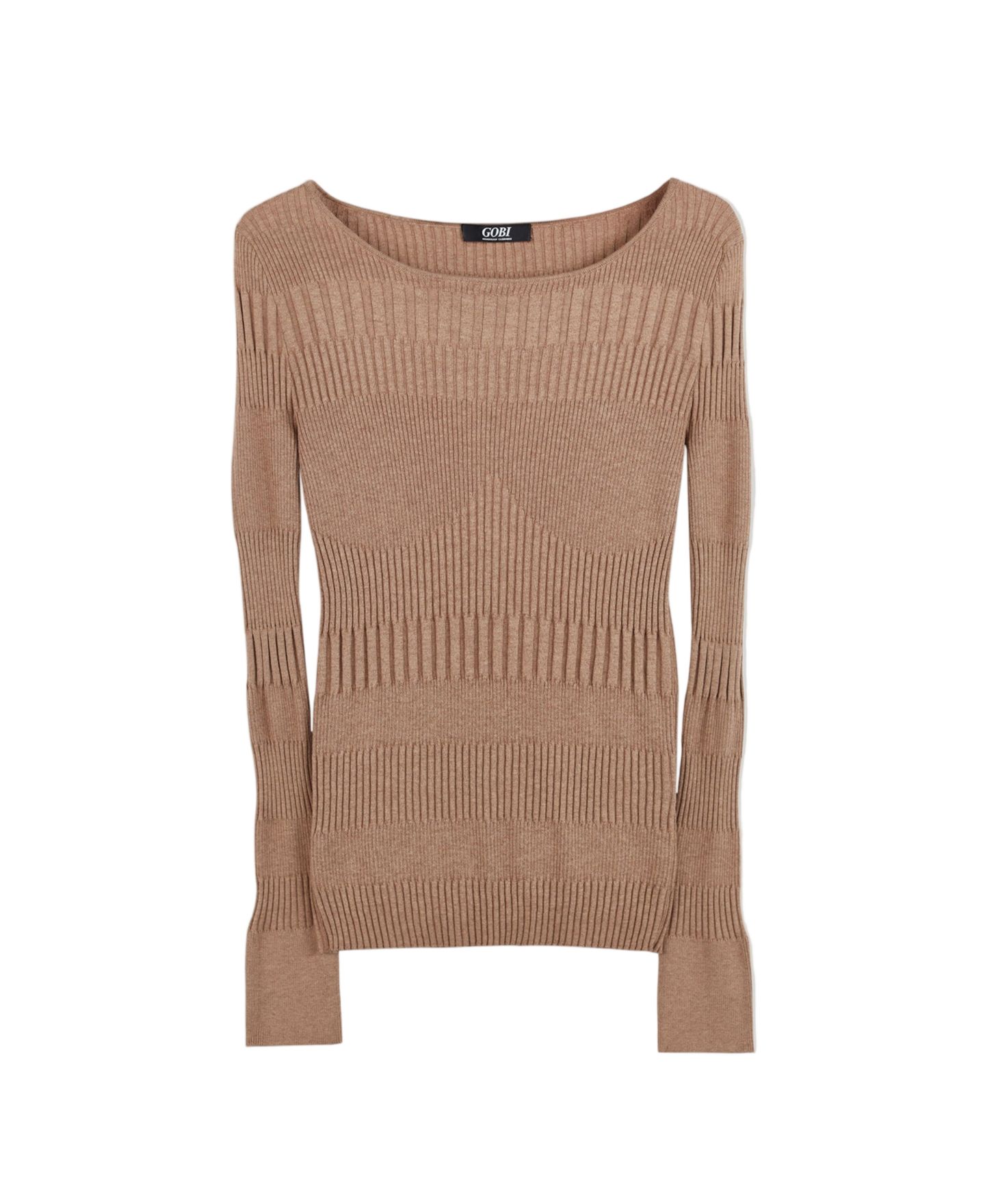 Женский свитер Gobi Cashmere Juniors' Ribbed Cotton Silk Cashmere Blend, цвет: Пастельный коричневый — фото 7