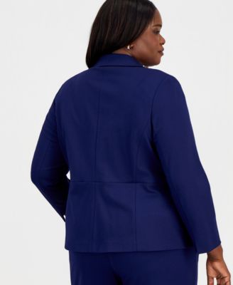 Plus Size Notched Collar One-Button Blazer