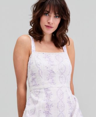 Women's Printed Eyelet Cotton Maxi Dress, Macy's Exclusive