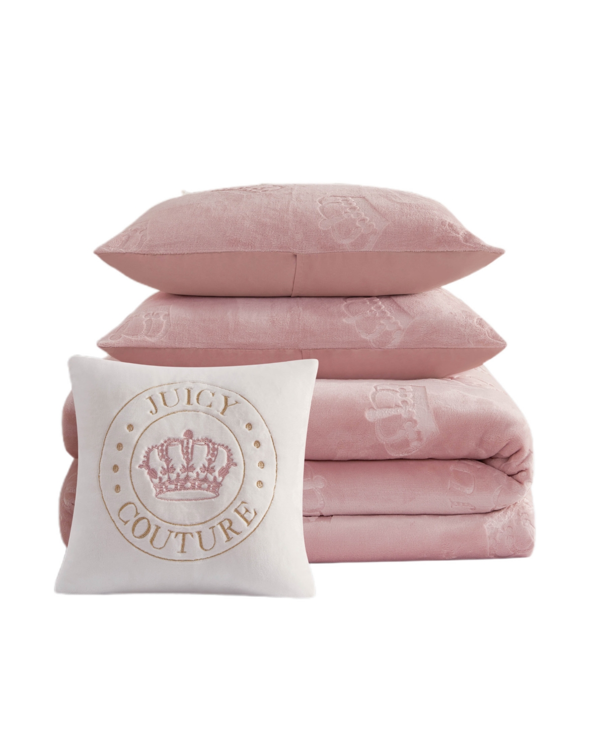 Juicy Couture Plush Reversible Embossed Crown 4-Pc. Comforter Set, Full/Queen