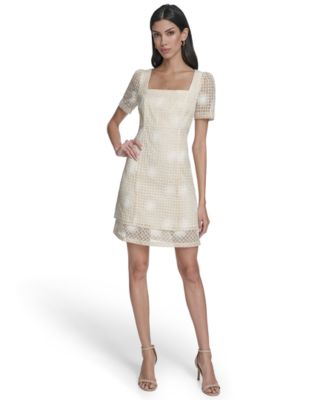 Vince Camuto - Women's Novelty Woven Square Neck Dress