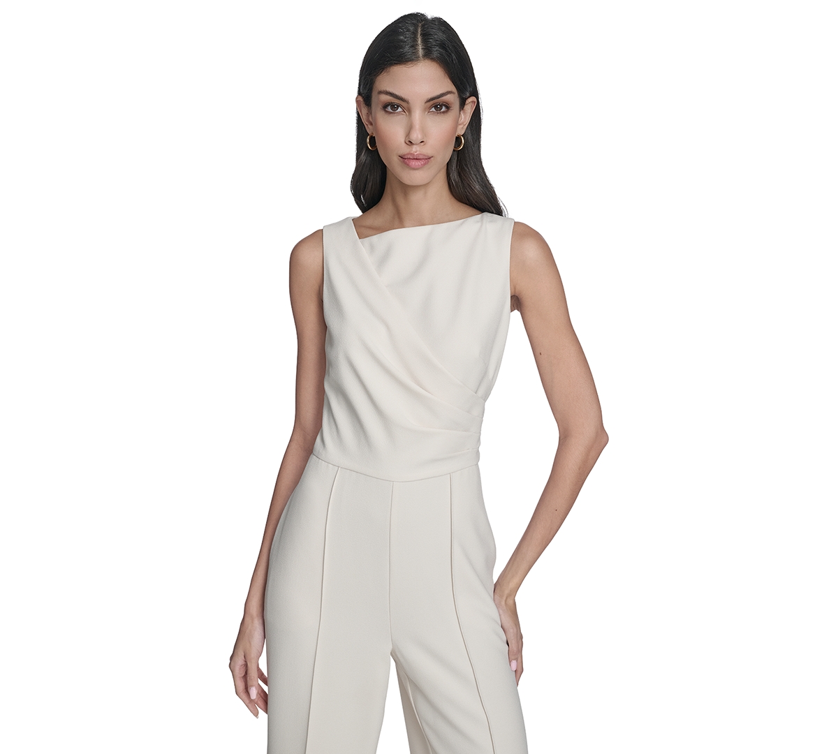 Vince Camuto Women's Signature Stretch Boat Neck Jumpsuit In White