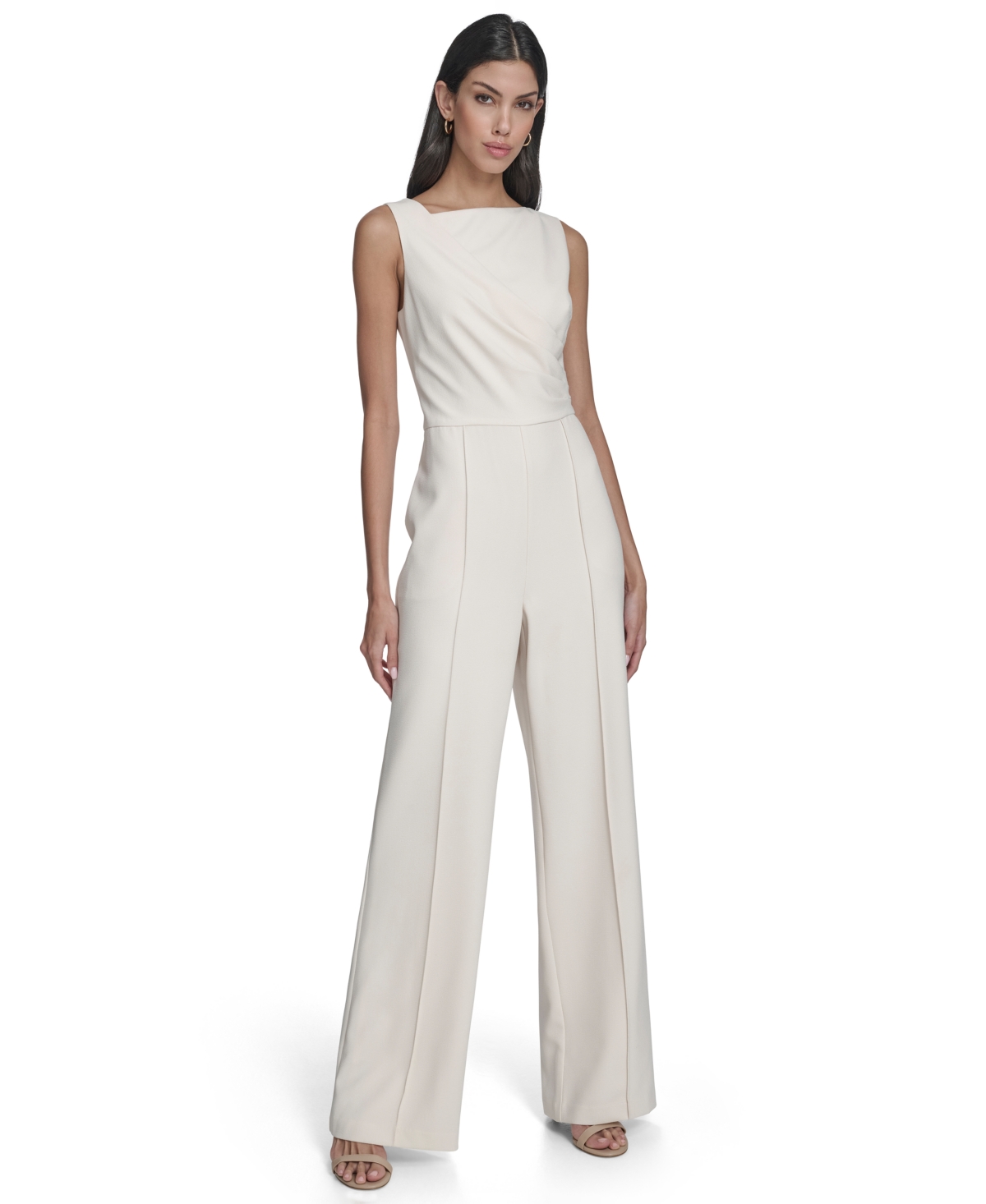 Vince Camuto Women's Signature Stretch Boat Neck Jumpsuit In White