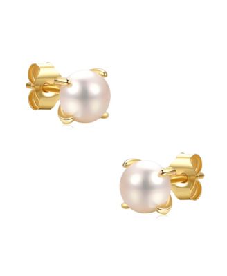 Kids/Teens 14k Gold Plated Freshwater Pearl Stud Earrings