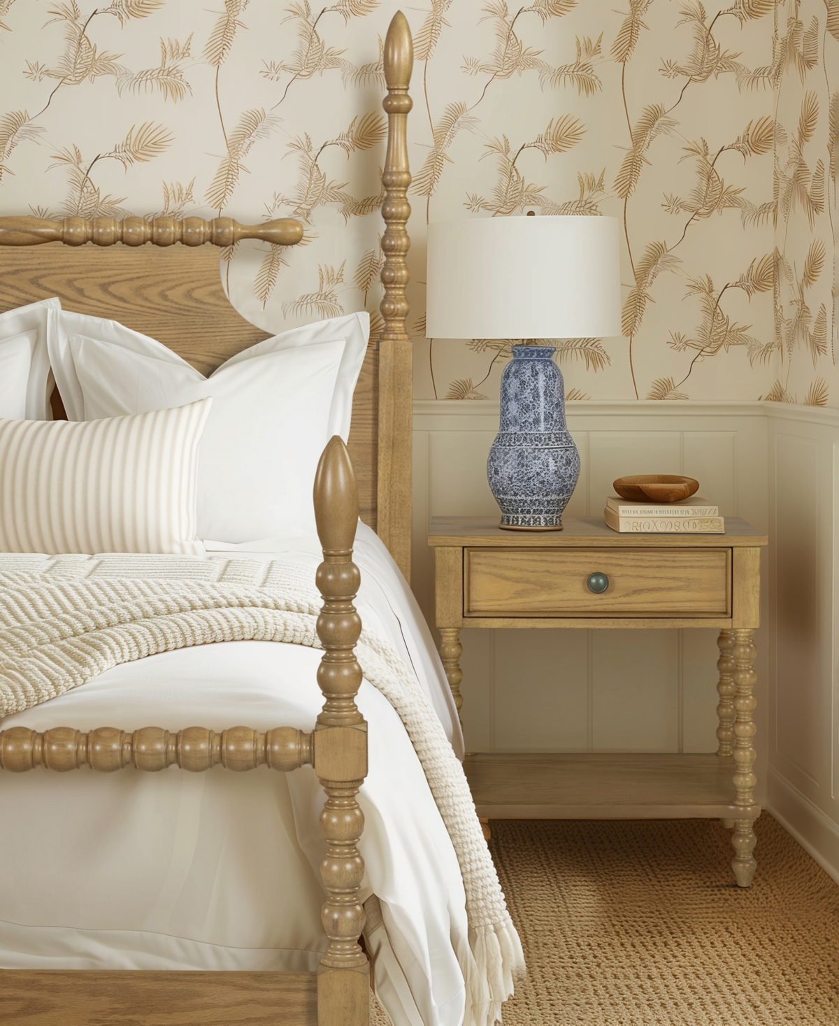 Madison Park Signature 24" Solid Wood Frame Camel Oak Finish Nightstand In Brown