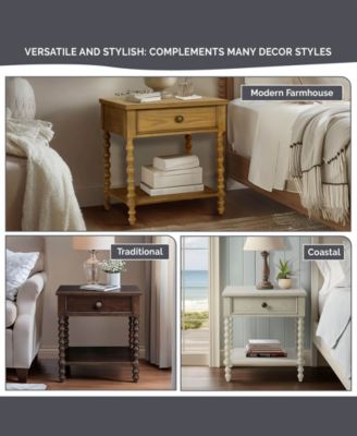 24" Solid Wood Frame Camel Oak Finish Nightstand