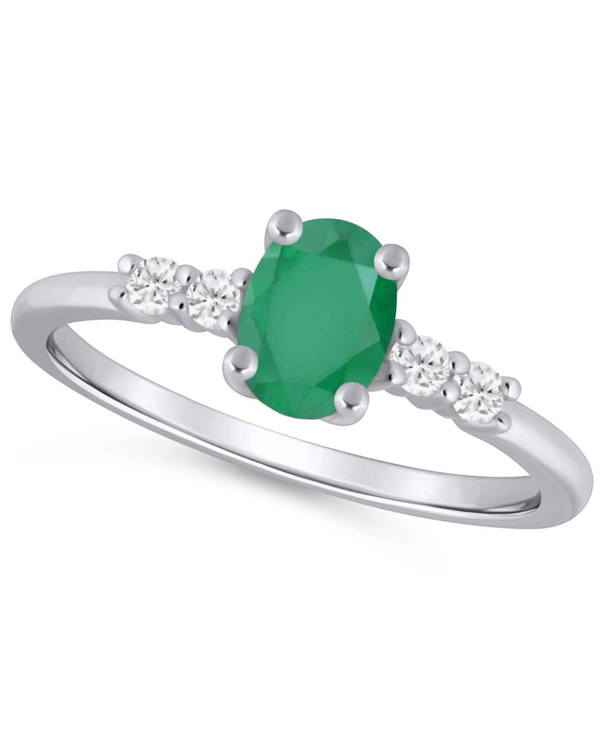 Macy's Gemstone And Diamond Ring (1/6 Ct. T.w.) In 10k White Gold (also In 10k Yellow Gold) In Metallic