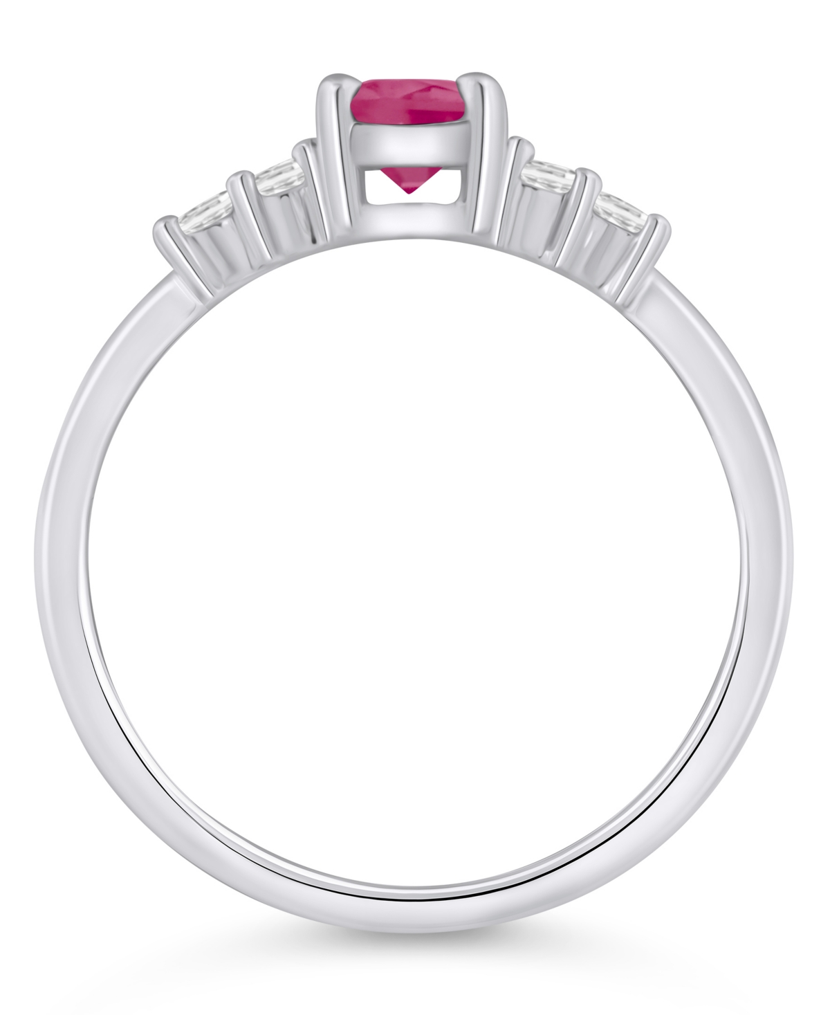 Macy's Gemstone And Diamond Ring (1/6 Ct. T.w.) In 10k White Gold (also In 10k Yellow Gold) In Metallic