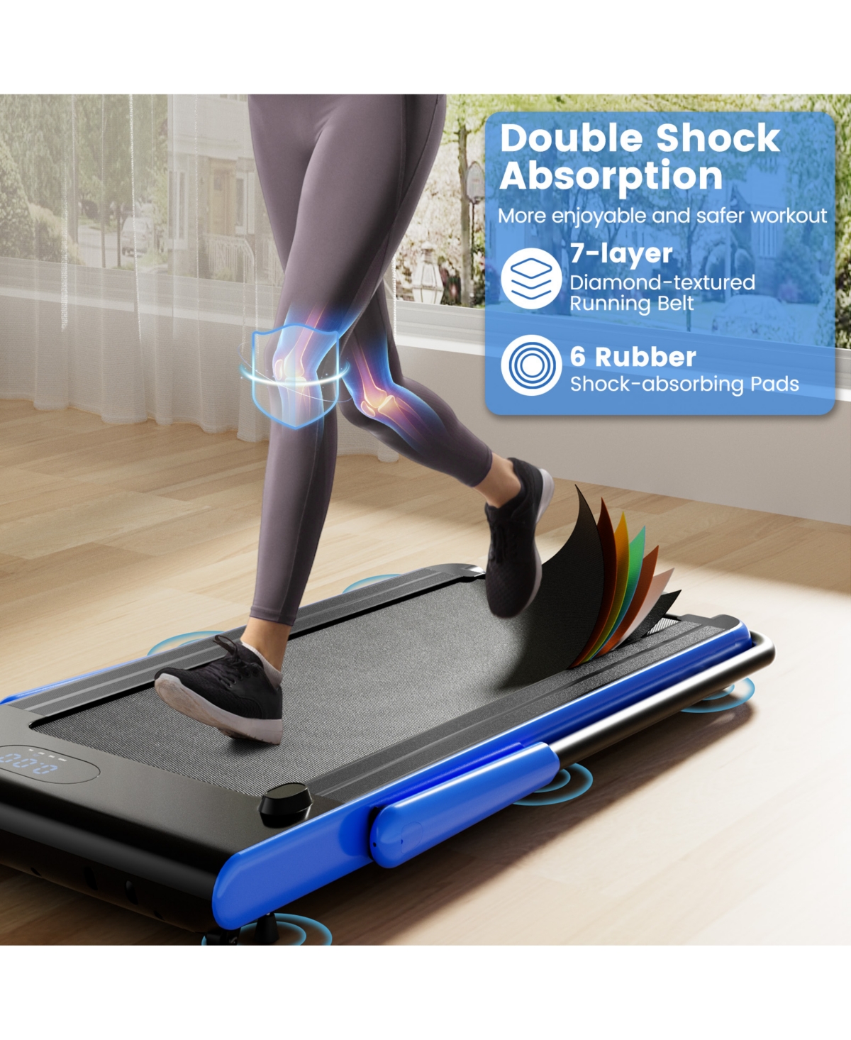 3-in-1 3HP Folding Treadmill with Smart Apps Remote Control and Speakers