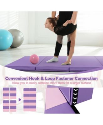 Folding Gymnastics Mat with Carry Handles and Sweatproof Detachable PU Leather Cover