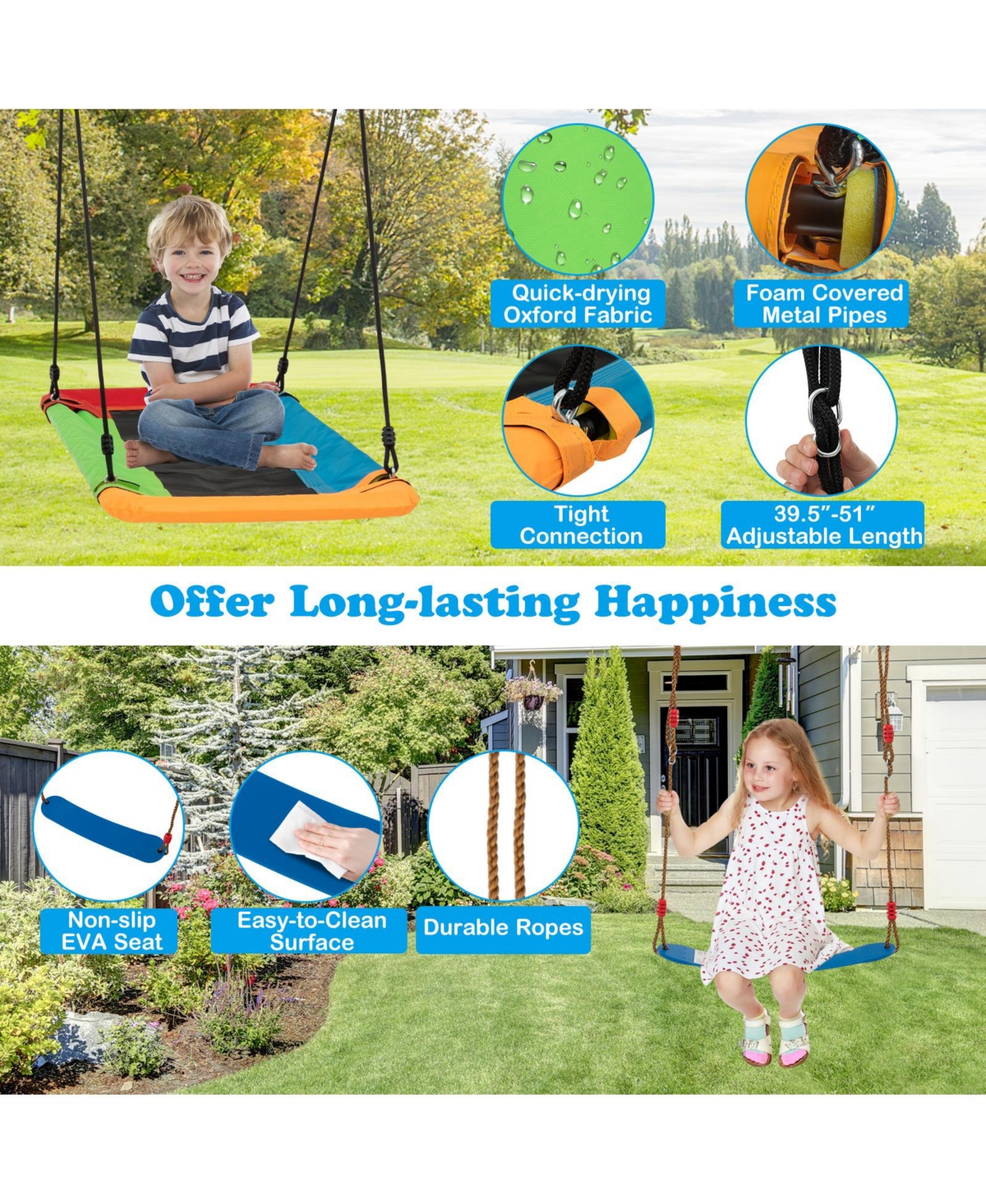 Skonyon 660 Lbs Heavy Duty Carbon Steel Swing Frame with 3 Swings