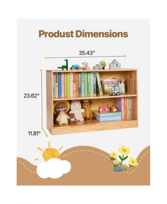 2-Tier Wooden Toy Storage Organizer with Dual Cubbies for Home Use