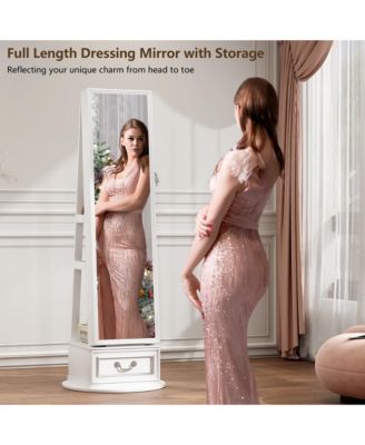 Full-Length Lockable Jewelry Armoire with Mirror Storage