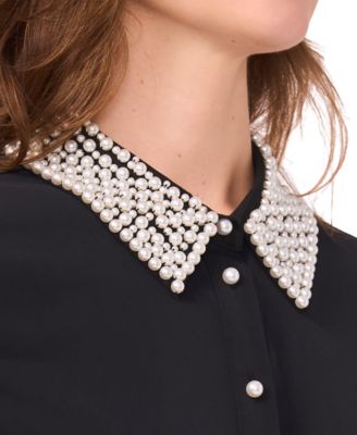 Women's Bow Collared Long-Sleeve Short Dress