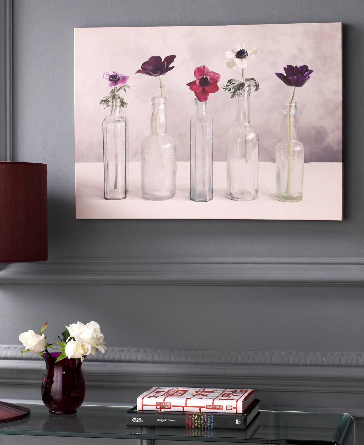 Shop Graham & Brown Floral Row Canvas Print In Pink,purple,grey