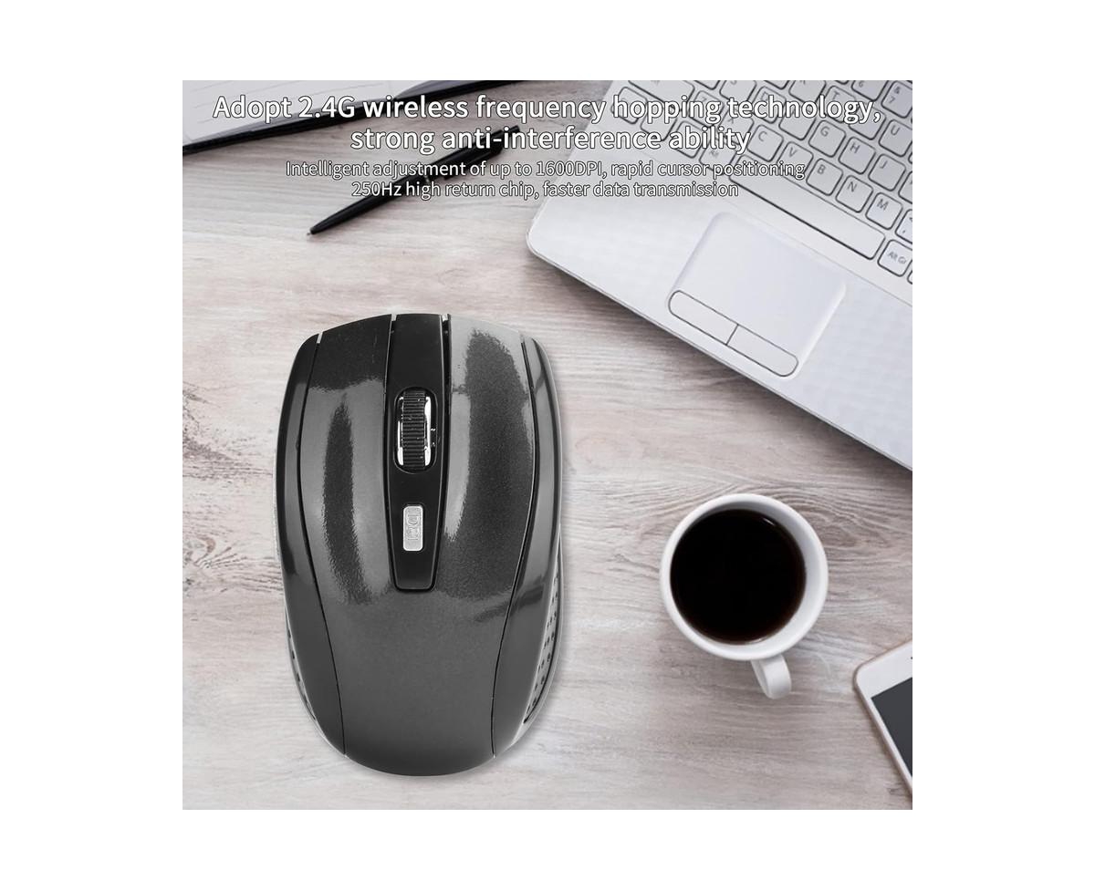 risokeys Wireless Mouse with Usb Mini Receiver, 2.4G Ergonomic Optical Mouse, 250Hz 1600DPI Computer Mouse for Laptop Pc Computer Notebook