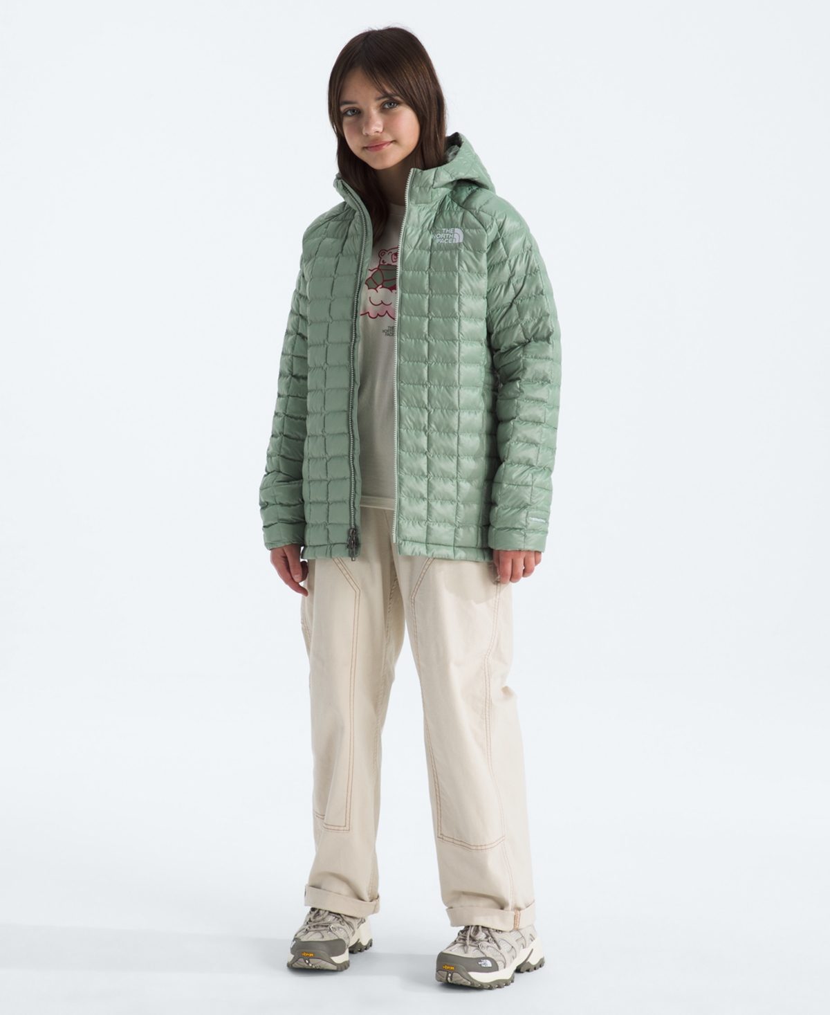 The North Face Kids' Girls 6-16 Thermobal Parka Jacket In Green