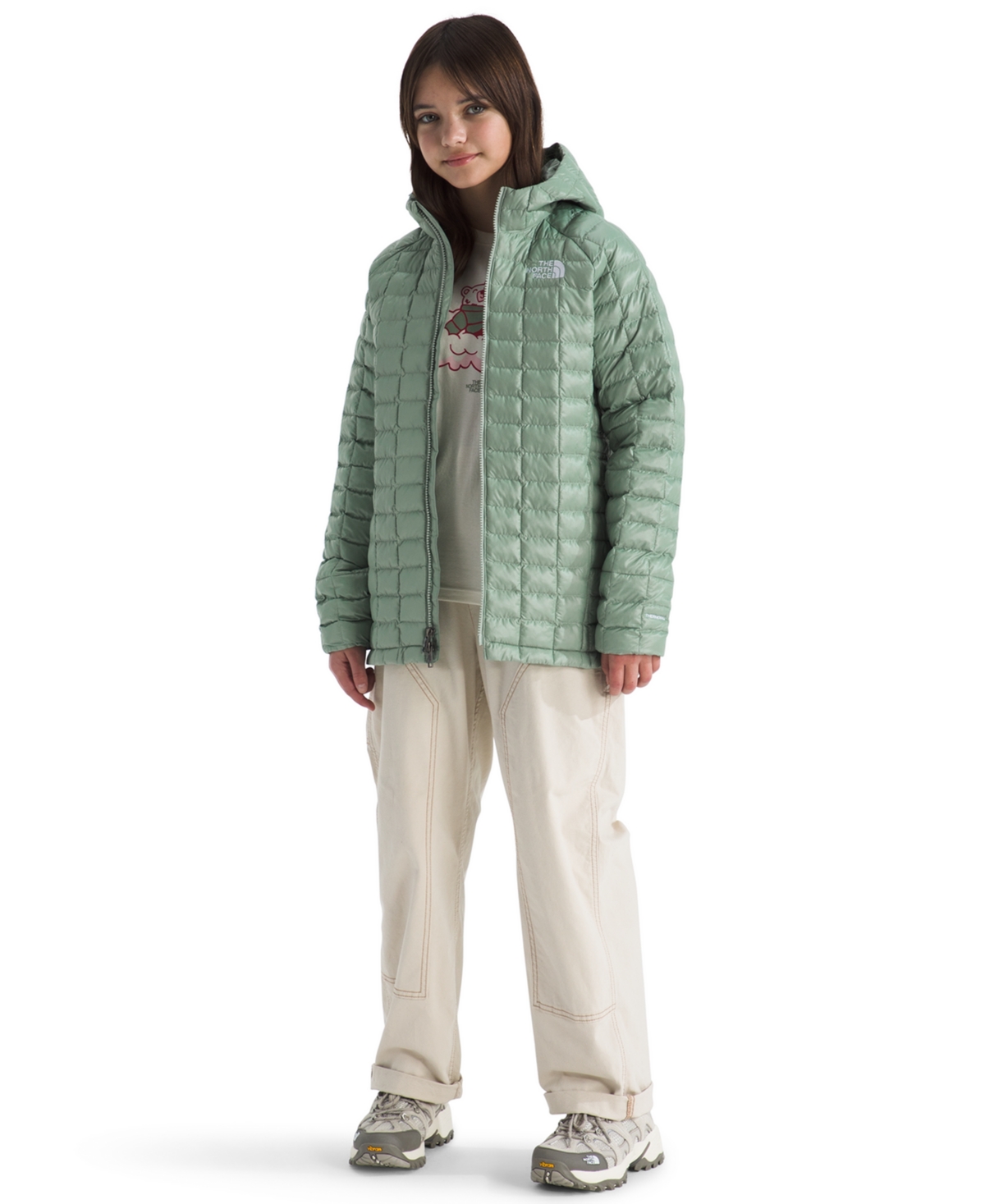 The North Face Girls 6-16 Thermobal Parka Jacket In Green