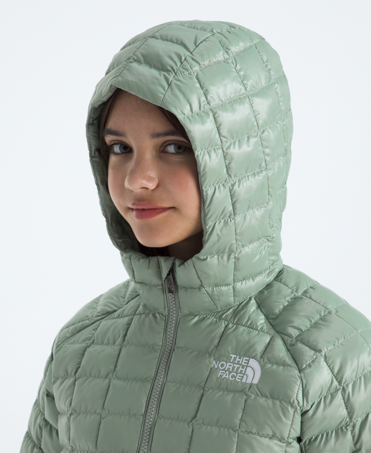 The North Face Girls 6-16 Thermobal Parka Jacket In Green