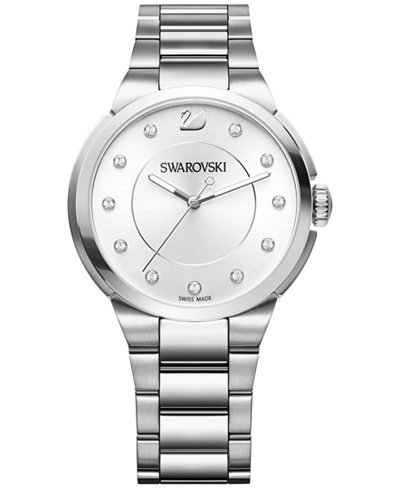 Swarovski Women's Swiss City Crystal Accent Stainless Steel Bracelet Watch 38mm
