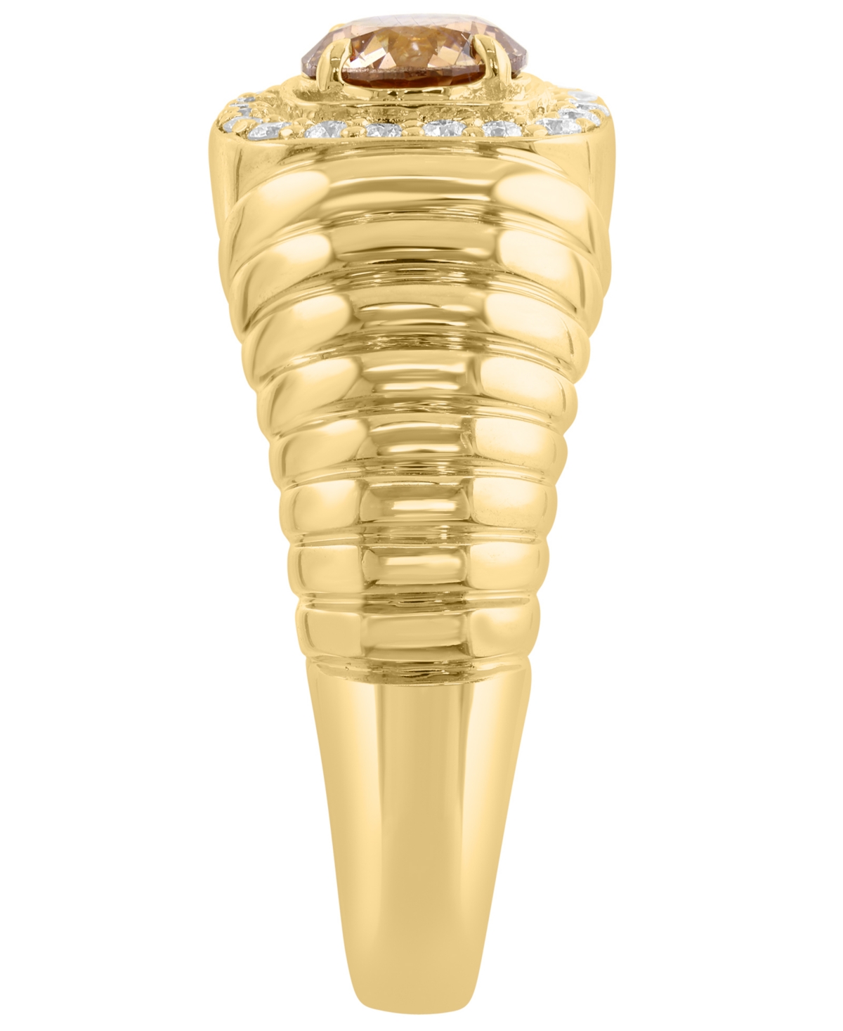 Effy Collection Men's Lab Grown Brown and White Diamond (1-1/4 ct. t.w.) in 14k Yellow Gold